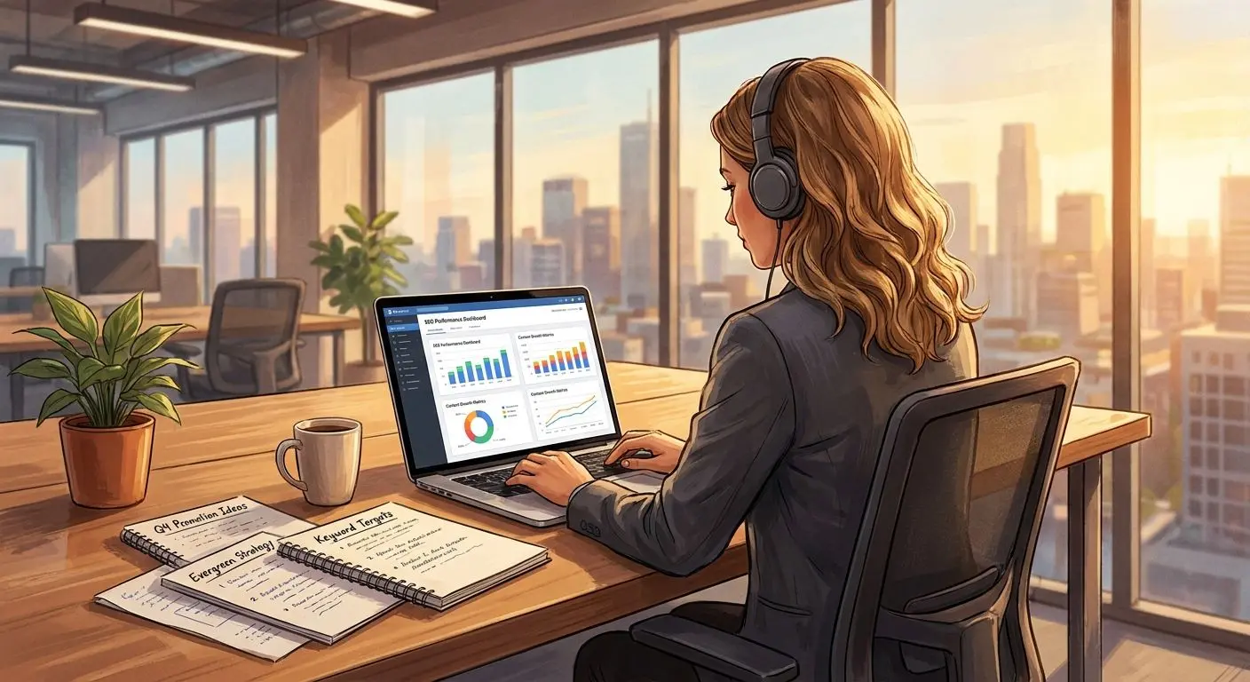 Ilustración de autora experta en SEO y contenido iGaming