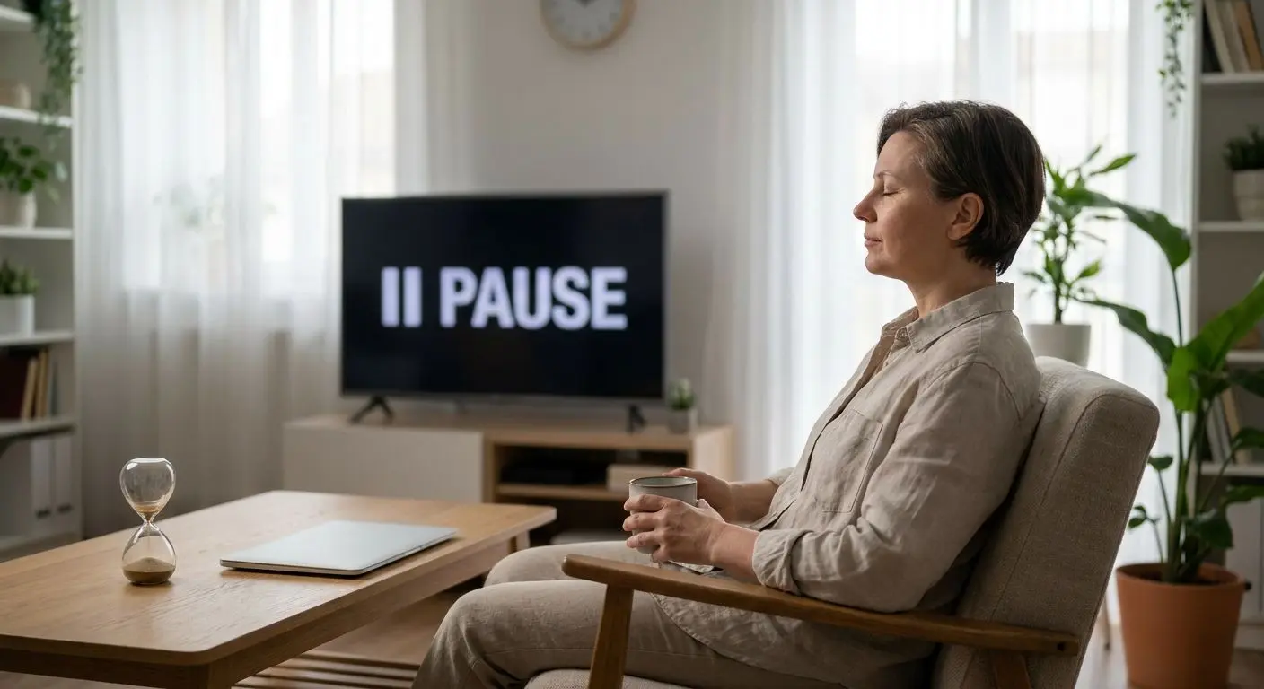 Autoexclusión y pausa temporal Persona haciendo una pausa temporal del uso de una cuenta digital