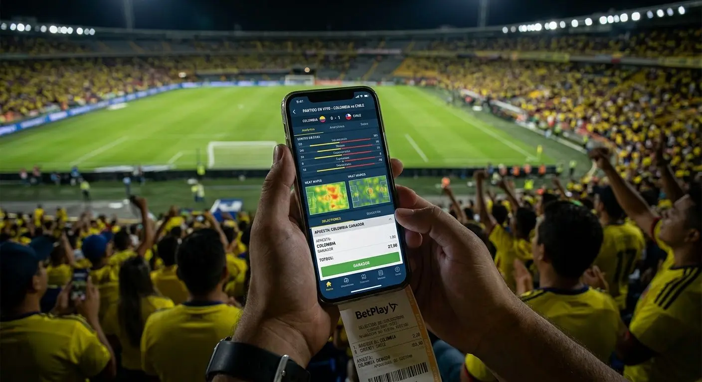 Pantalla de fútbol con interfaz de análisis deportivo en Colombia