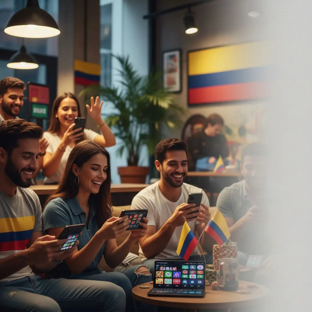 Usuarios colombianos utilizando la app de Wplay en un entorno dinámico de apuestas deportivas y casino