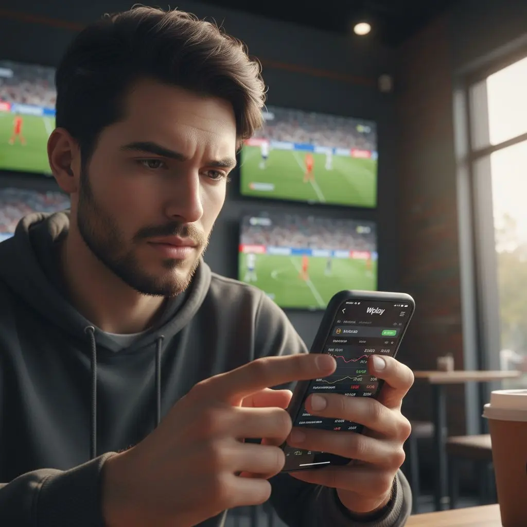 Apostador colombiano usando Wplay para apuestas deportivas en tiempo real