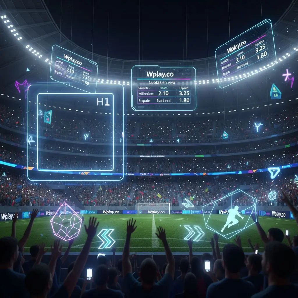 Estadio con apuestas en vivo de Wplay y cuotas en grandes pantallas