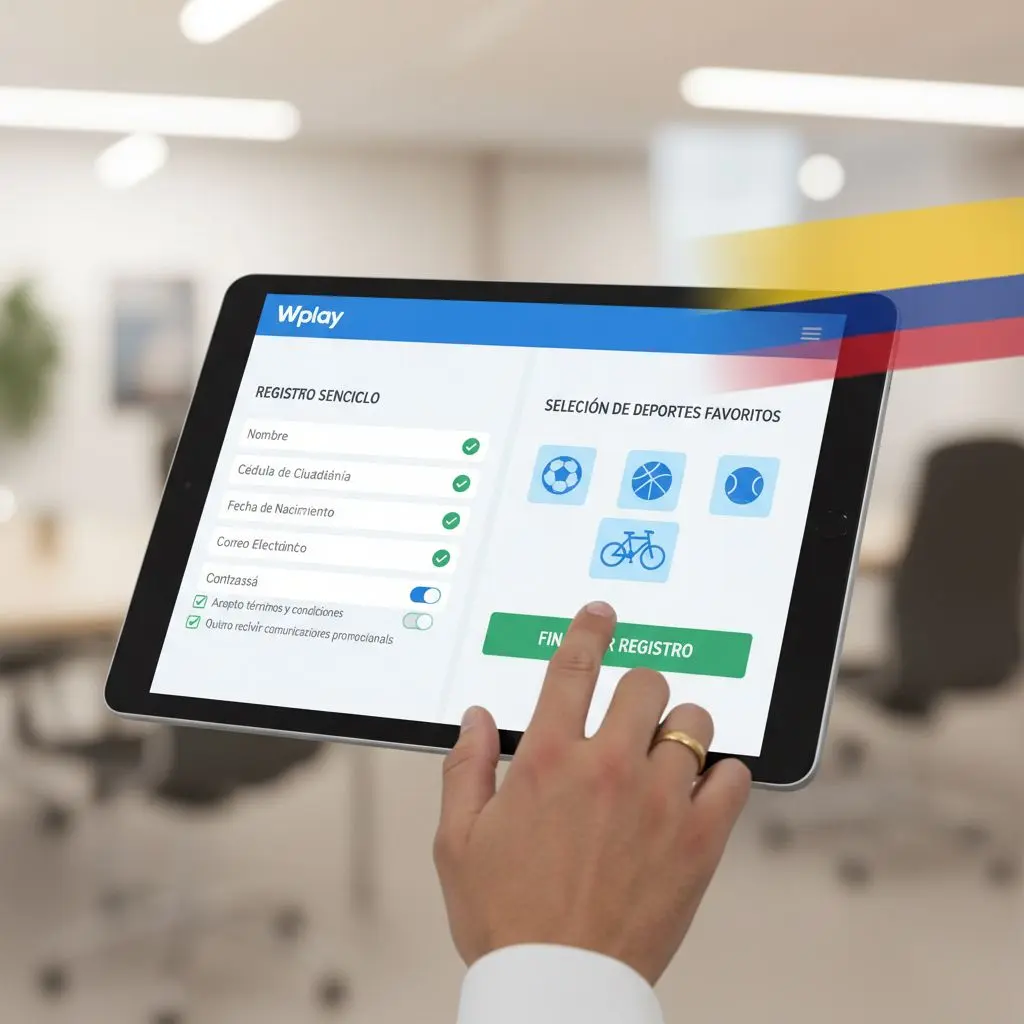 Proceso de registro sencillo en Wplay visualizado en pantalla digital