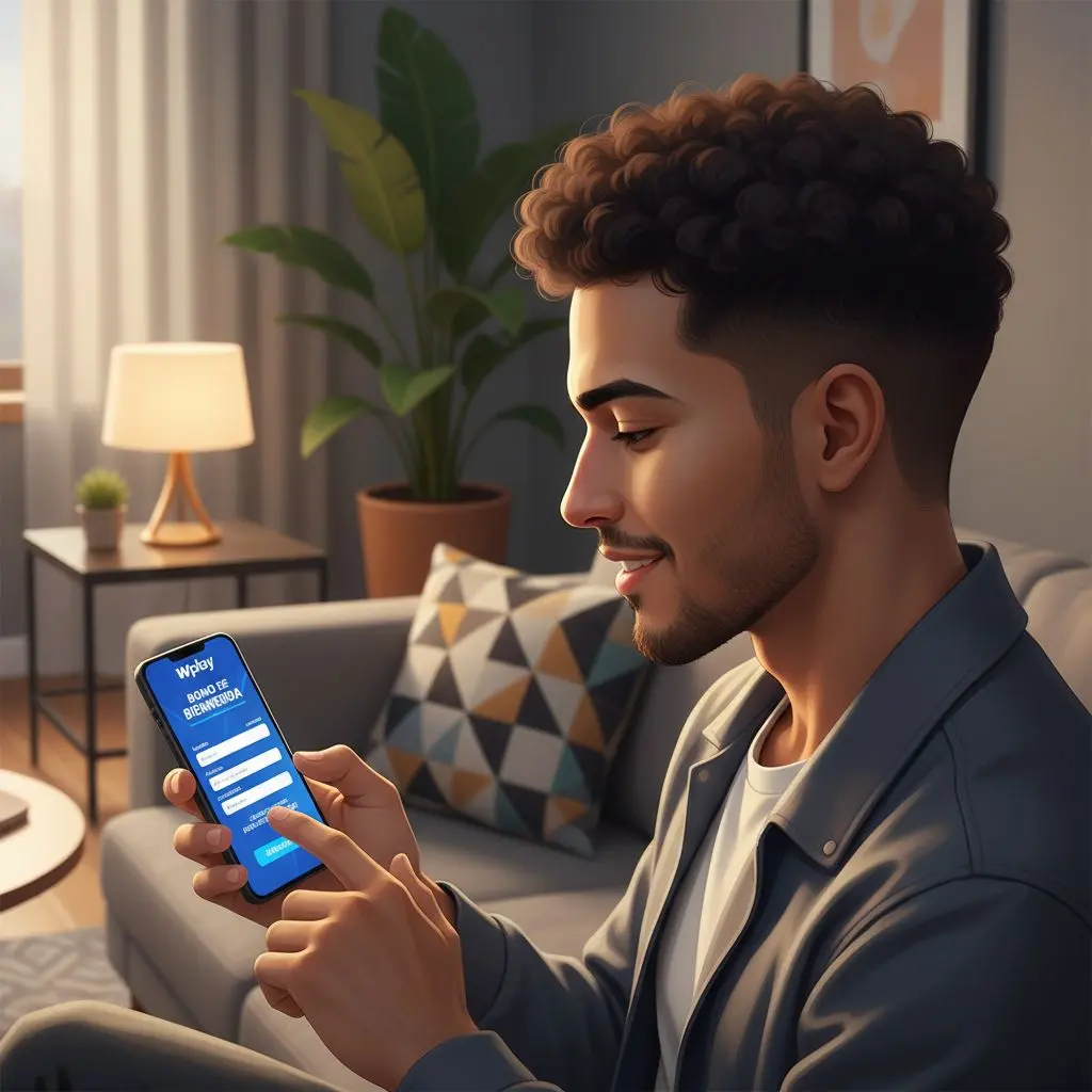 Usuario colombiano registrando en Wplay desde el móvil para recibir bono gratis