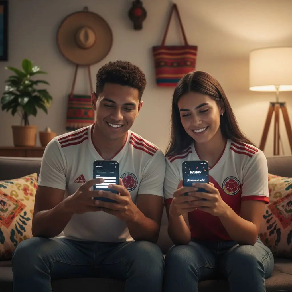 Usuarios colombianos registrándose cómodamente en Wplay Colombia desde dispositivo móvil.