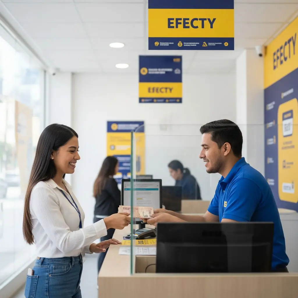 Cliente realizando una recarga Wplay con Efecty en un punto físico de Colombia