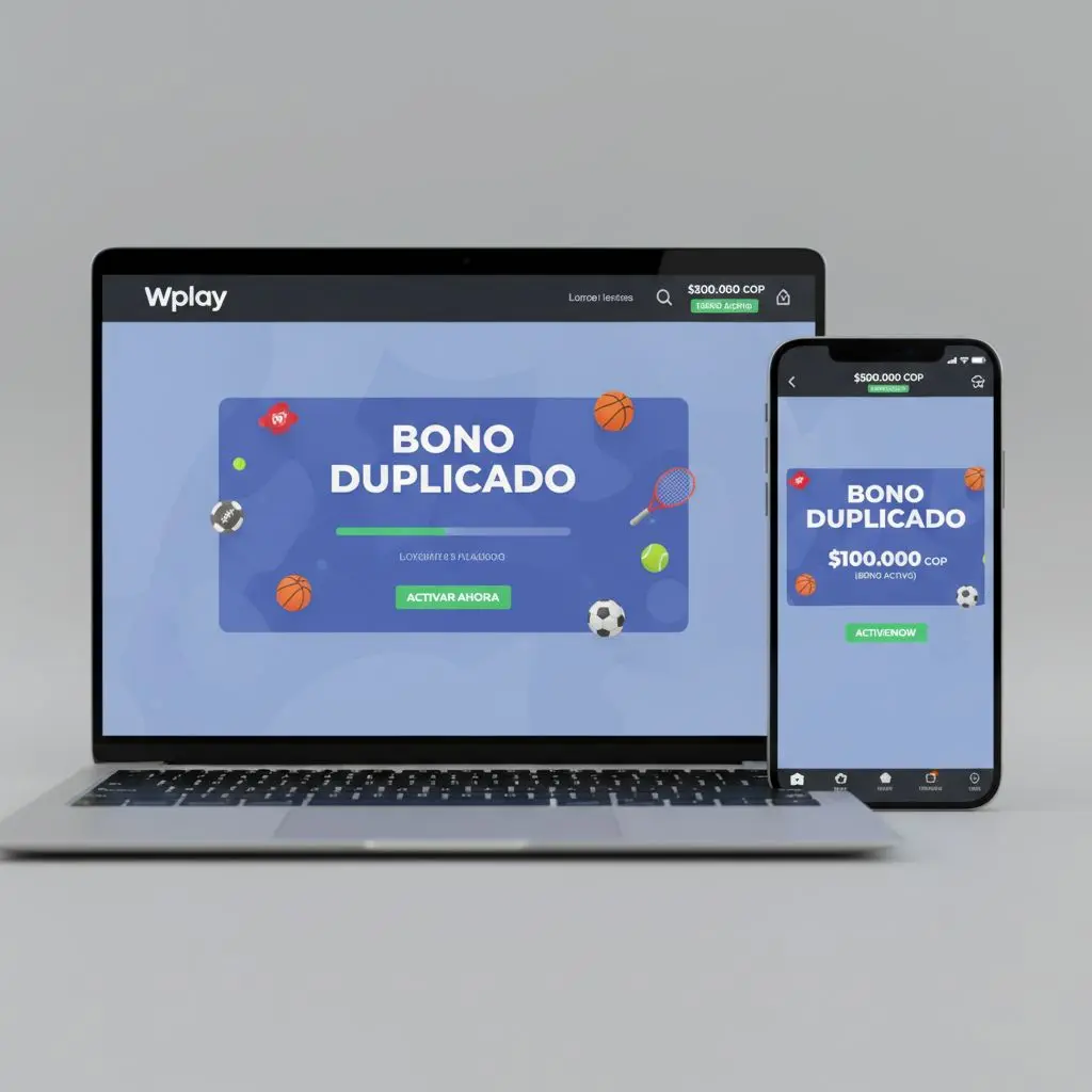 Pantalla de Wplay con proceso de activación de bono deportivo explicado paso a paso