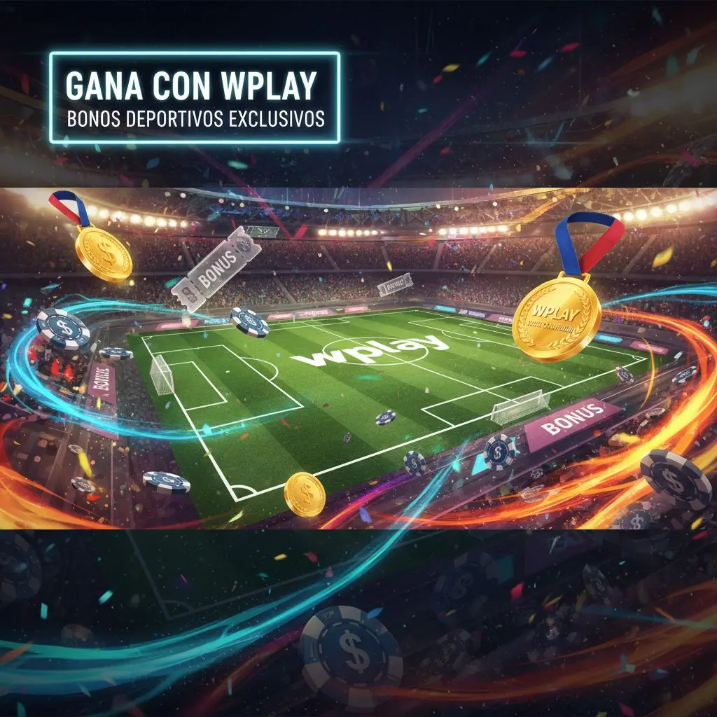 Banner colorido con temática de apuestas deportivas y bonos en Wplay, espacio para titular