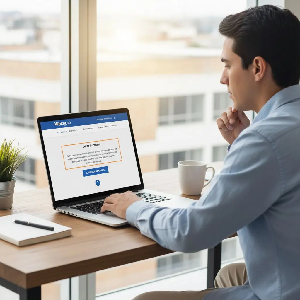 Usuario colombiano revisando configuración para eliminar perfil de Wplay