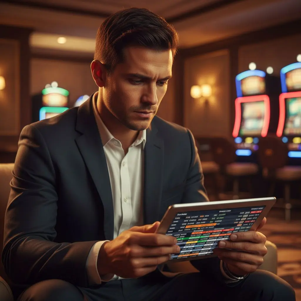 Jugador en Wplay revisando estrategias de apuesta en casino en vivo.