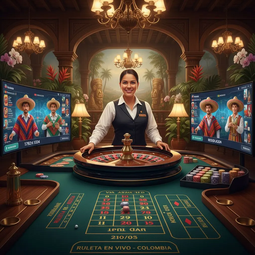 Mesa de ruleta en vivo en Wplay con crupier girando la rueda.