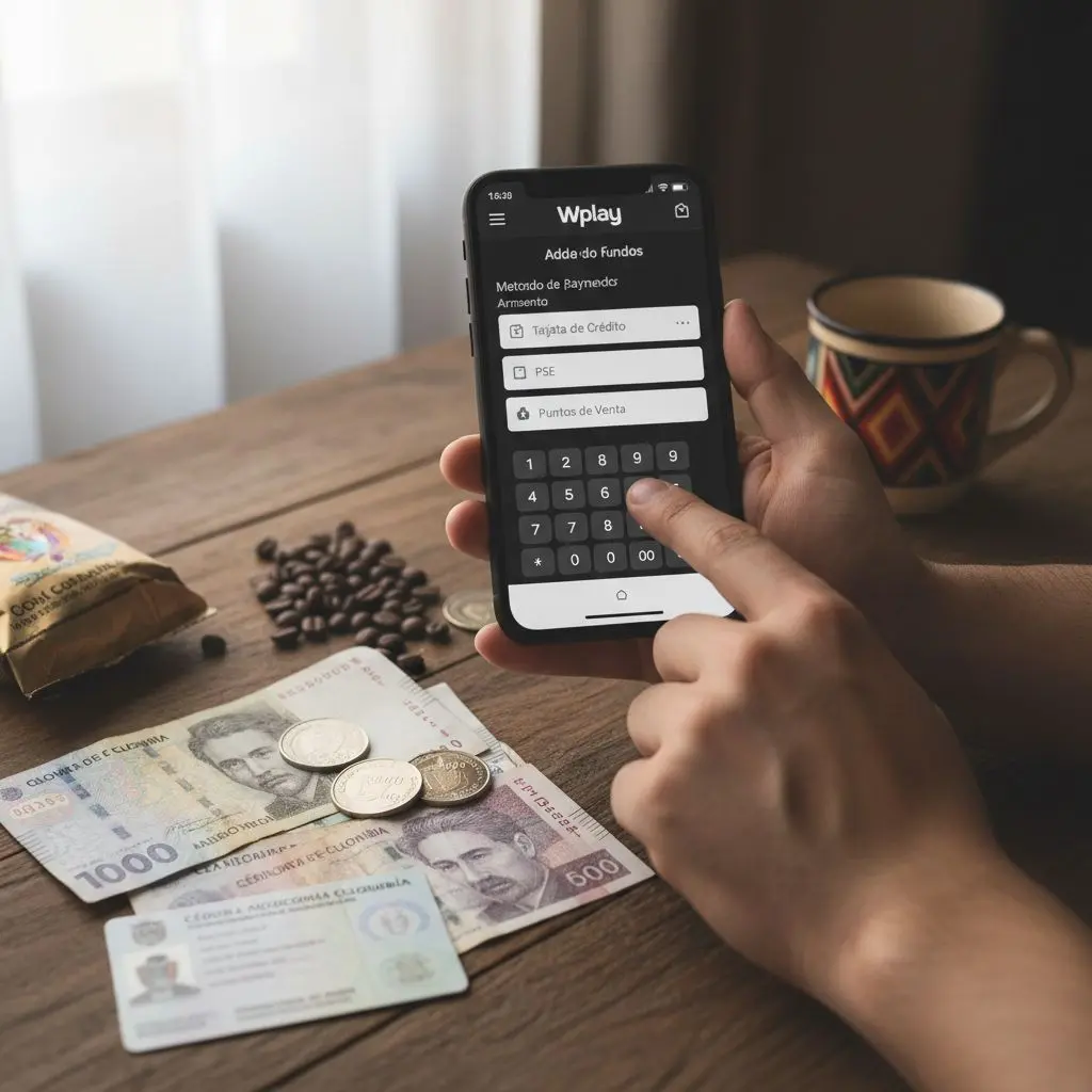 Usuario realizando una recarga Wplay desde móvil con pesos colombianos