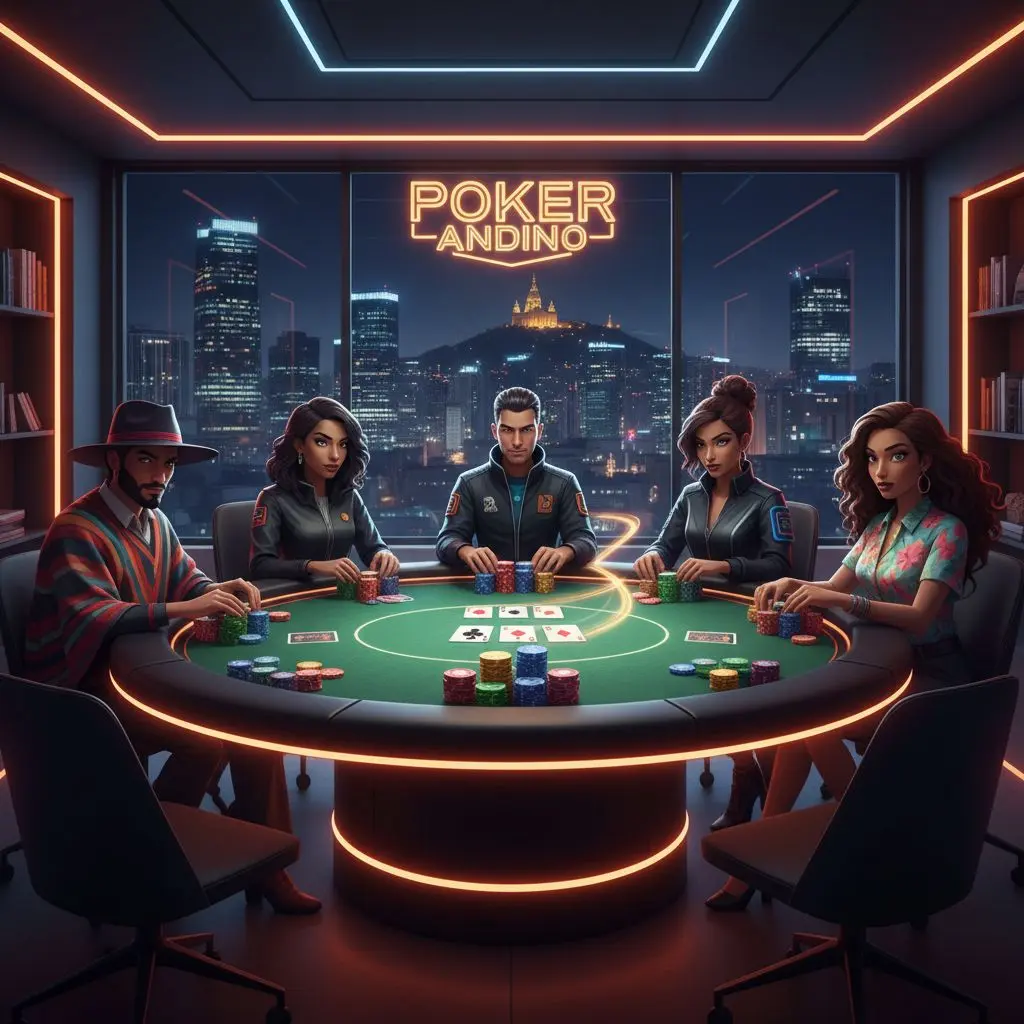 Mesa virtual de poker en Wplay con fichas y cartas en juego.