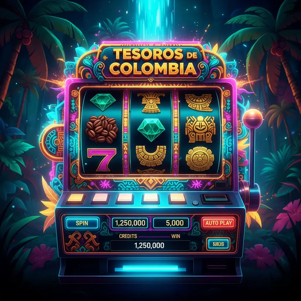 Tragamonedas online colorida con símbolos típicos colombianos en Wplay.