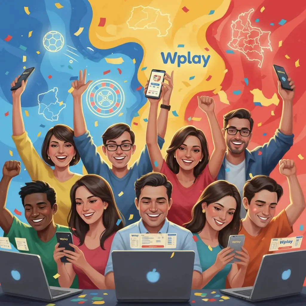 Usuarios colombianos celebrando ganancias en Wplay en diferentes provincias