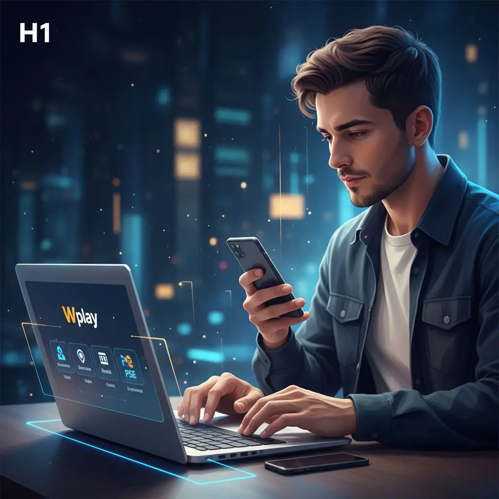 Usuario colombiano recargando saldo en Wplay a través de PSE en un entorno moderno digital.