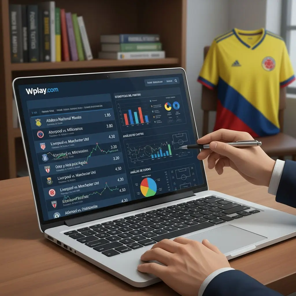 Análisis de cuotas en apuestas de fútbol Wplay manifestado en pantalla de computadora