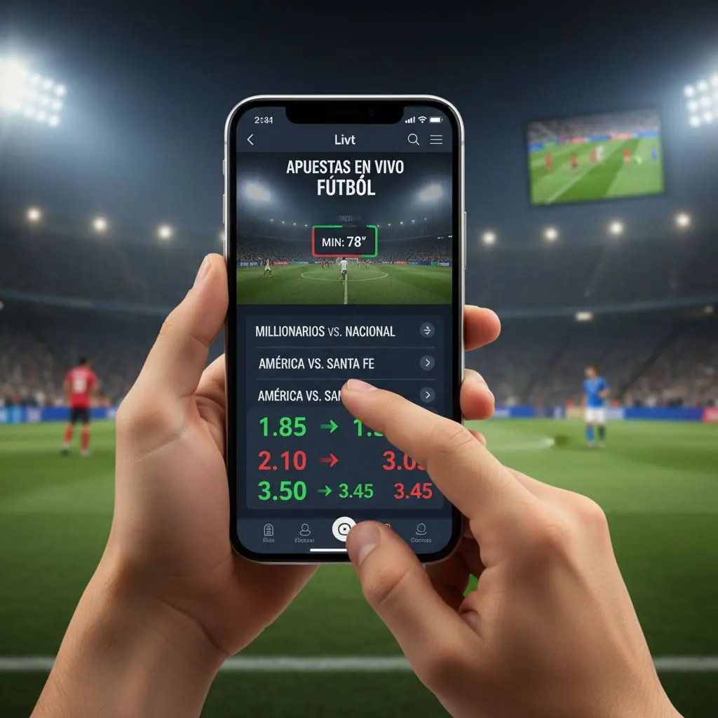 Apuestas en vivo de fútbol en Wplay desde un smartphone colombiano